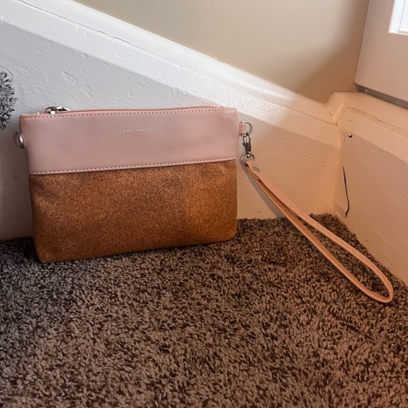 Pixie Mood Baby Pink and Cork Wristlet Purse with Removable Shoulder Strap - Picture 3 of 9